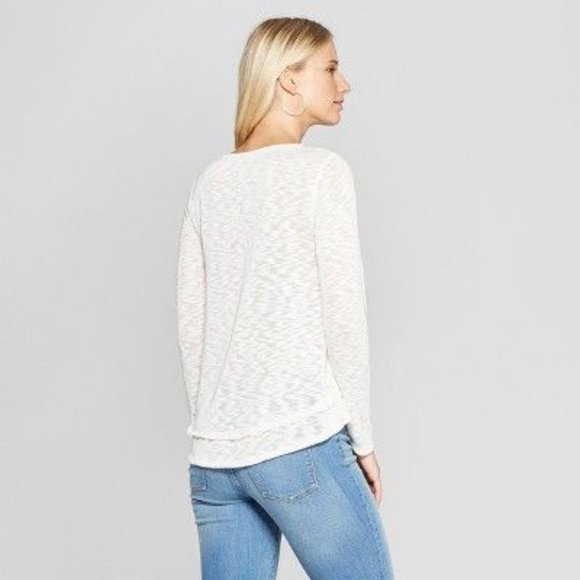 Xhilaration Knit Lace Overlay Sweater - Picture 2 of 10